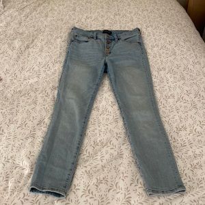 J. Crew 9’ high rise toothpick Jean with button fly